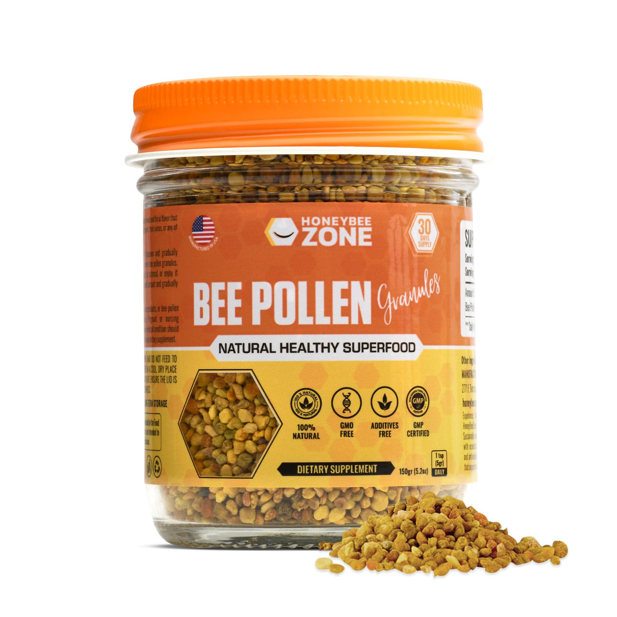 HONEYBEEZONE Granules de Pollen d'Abeille Brut 372g vue avant