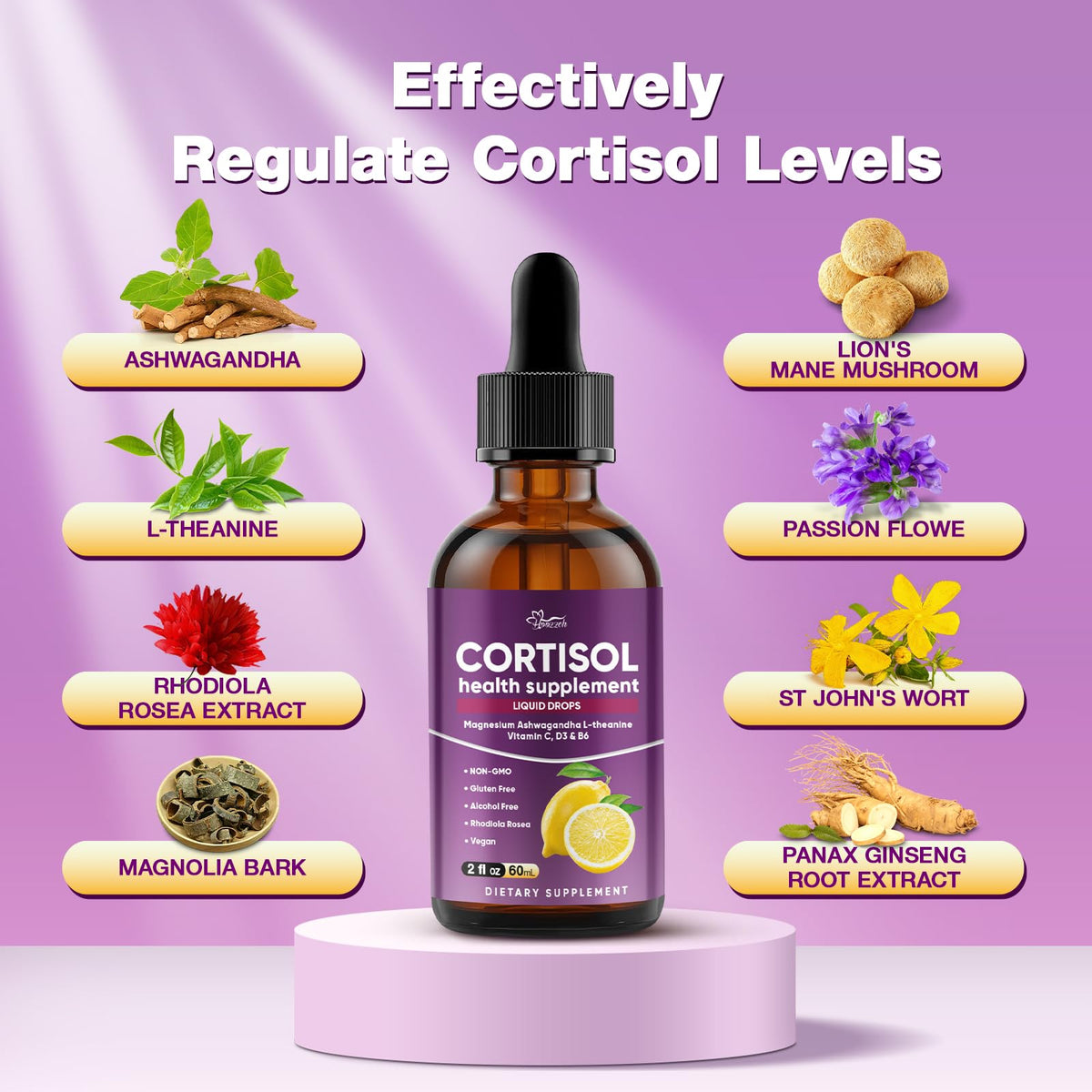 Hoozzch Compléments Alimentaires Cortisol 60 mL - Détails des ingrédients
