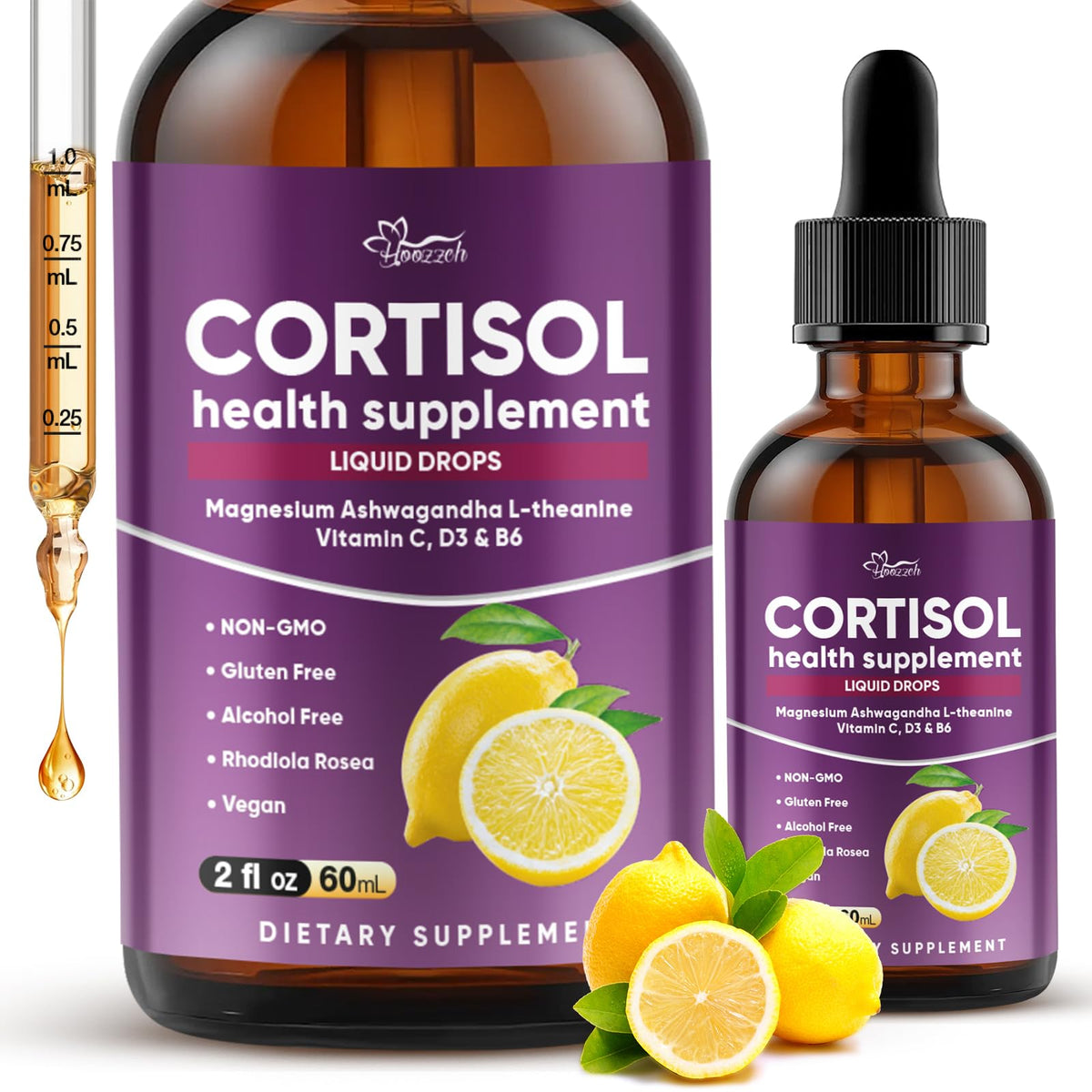 Hoozzch Compléments Alimentaires Cortisol 60 mL - Flacon avant