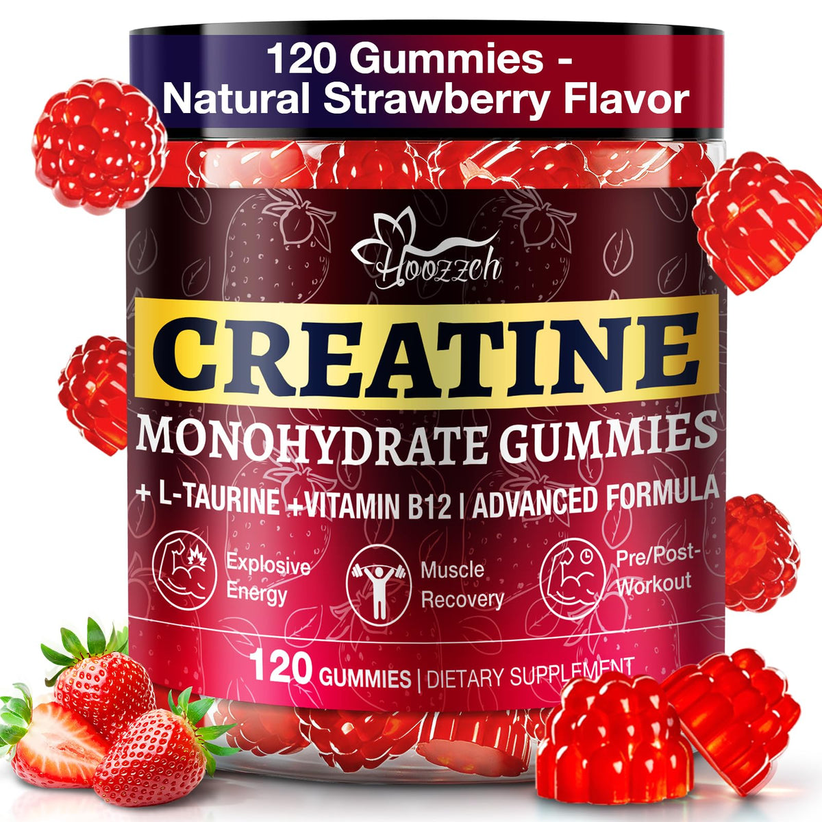Hoozzch Gummies de Créatine Fraise vue de face