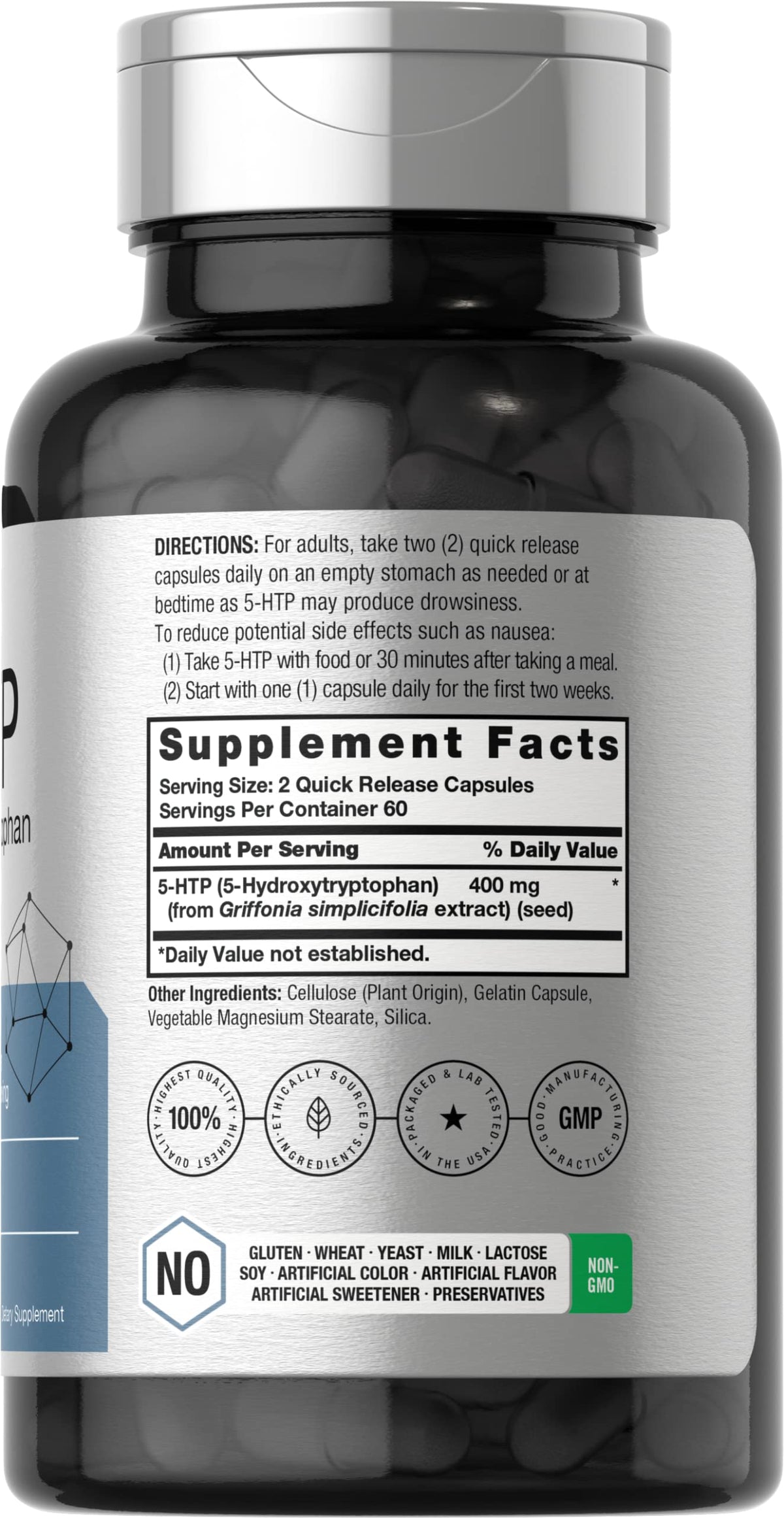 Horbäach 5-HTP 400mg Capsules, close-up of capsules