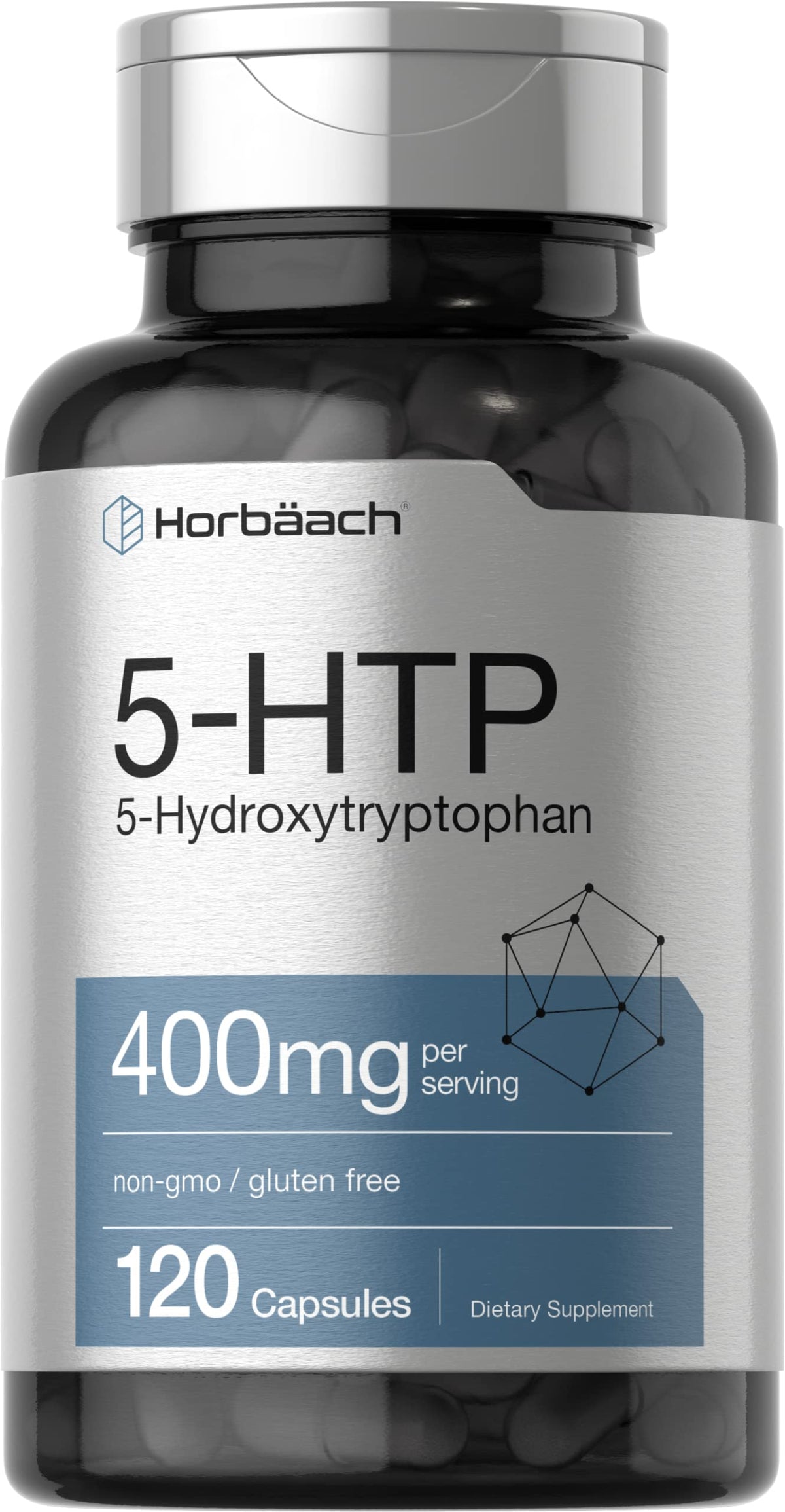 Horbäach 5-HTP 400mg Capsules, packaging front view