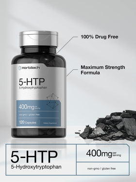 Horbäach 5-HTP 400mg Capsules, side view of packaging