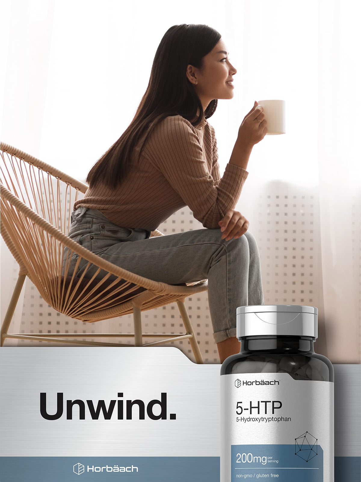 Horbäach 5HTP 200mg Capsules en gros plan