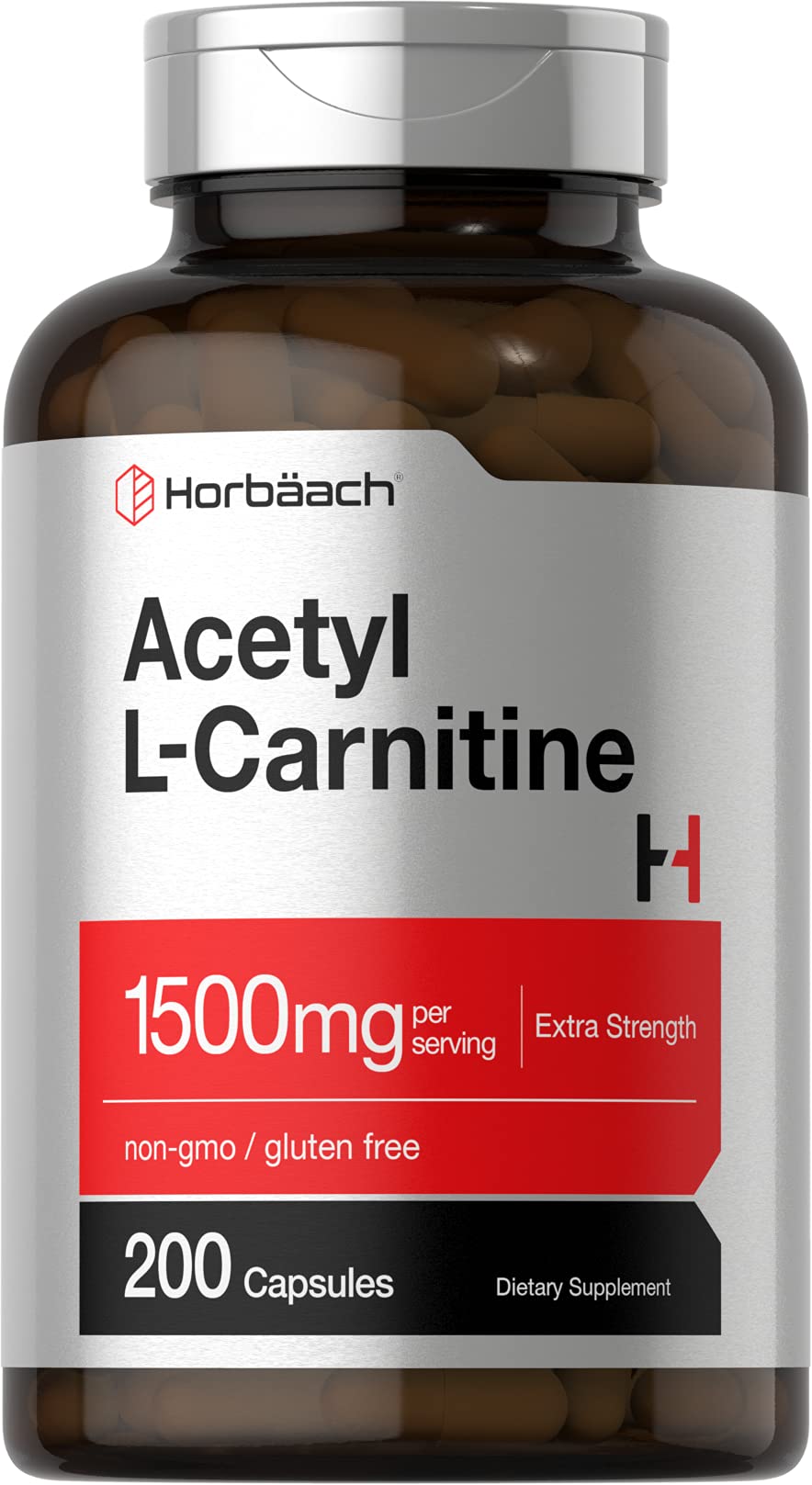 Horbäach Acétyl L-Carnitine 1500mg 200 capsules vue avant