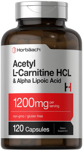 Horbäach Acetyl L-Carnitine HCL 1200 mg 120 capsules vue de face