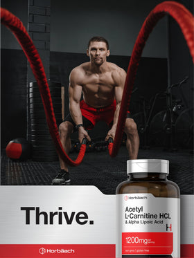 Horbäach Acetyl L-Carnitine HCL 1200 mg mise en scène avec des compléments alimentaires
