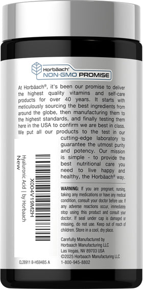 Horbäach Acide Hyaluronique 120 Capsules - étiquette du produit