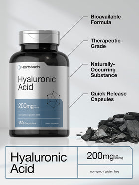 Horbäach Acide Hyaluronique 200 mg 150 Capsules avec bouchon ouvert