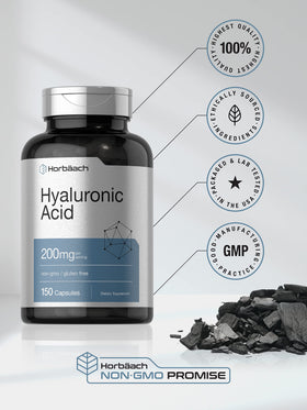 Horbäach Acide Hyaluronique 200 mg 150 Capsules en main