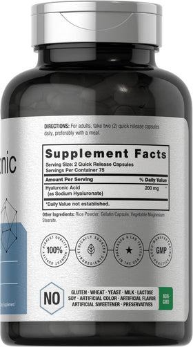 Horbäach Acide Hyaluronique 200 mg 150 Capsules étiquette détaillée