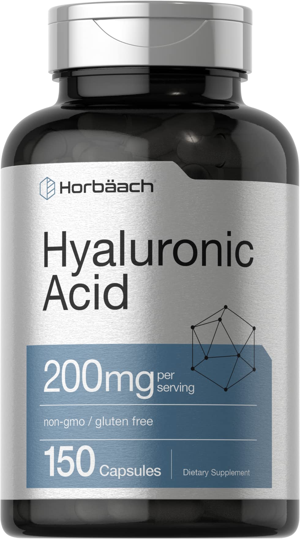 Horbäach Acide Hyaluronique 200 mg 150 Capsules vue de face