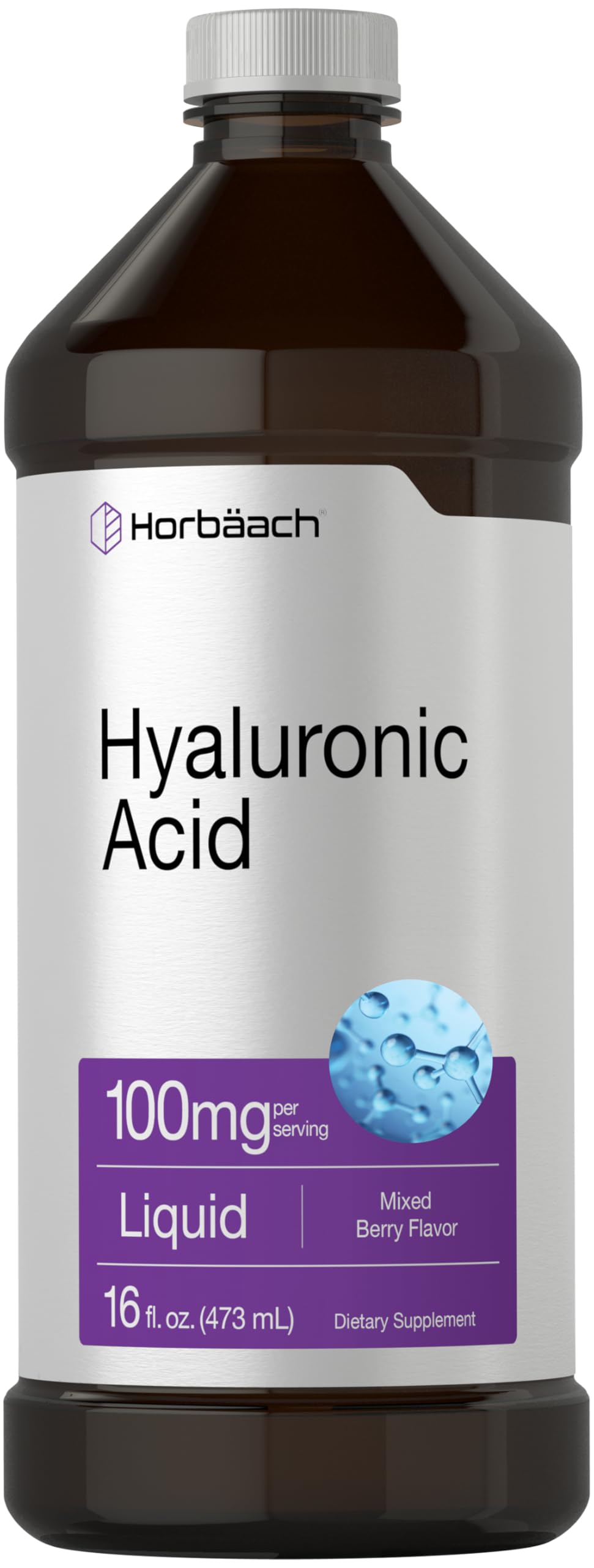 Horbäach Acide Hyaluronique Liquide 100 mg 16 oz avant