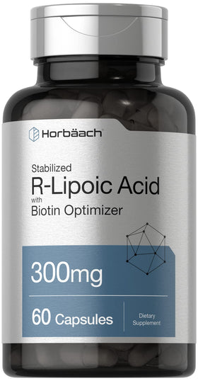 Horbäach Acide R-Lipoïque Stabilisé 300mg 60 Capsules, vue de face