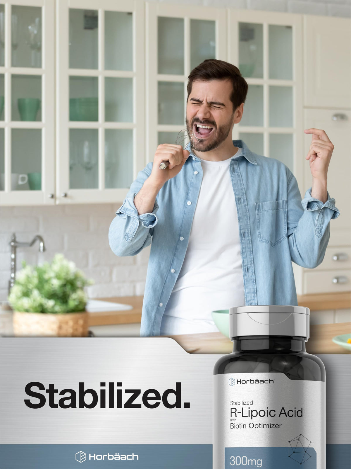 Horbäach Acide R-Lipoïque Stabilisé, présentation lifestyle avec des fruits