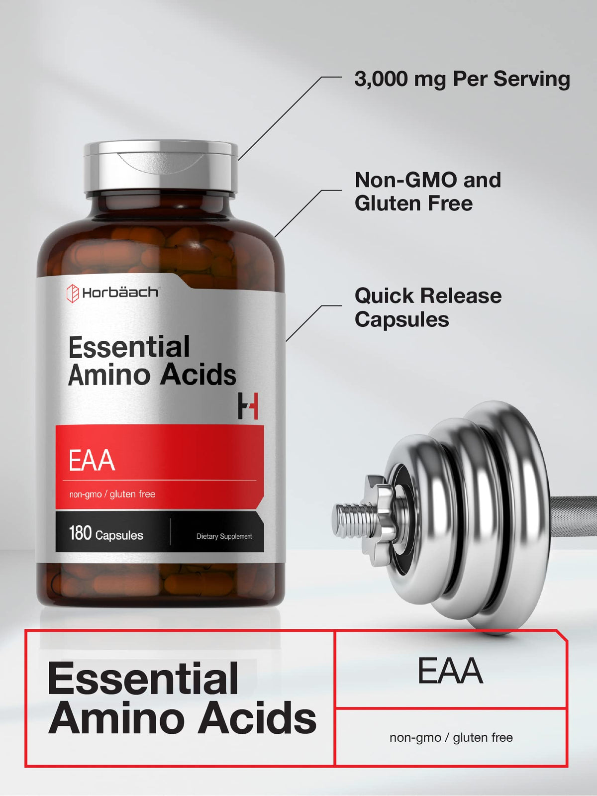 Horbäach Acides Aminés Essentiels capsules sur une table