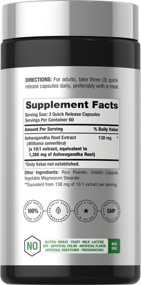 Horbäach Ashwagandha 180 capsules avec étiquette détaillée