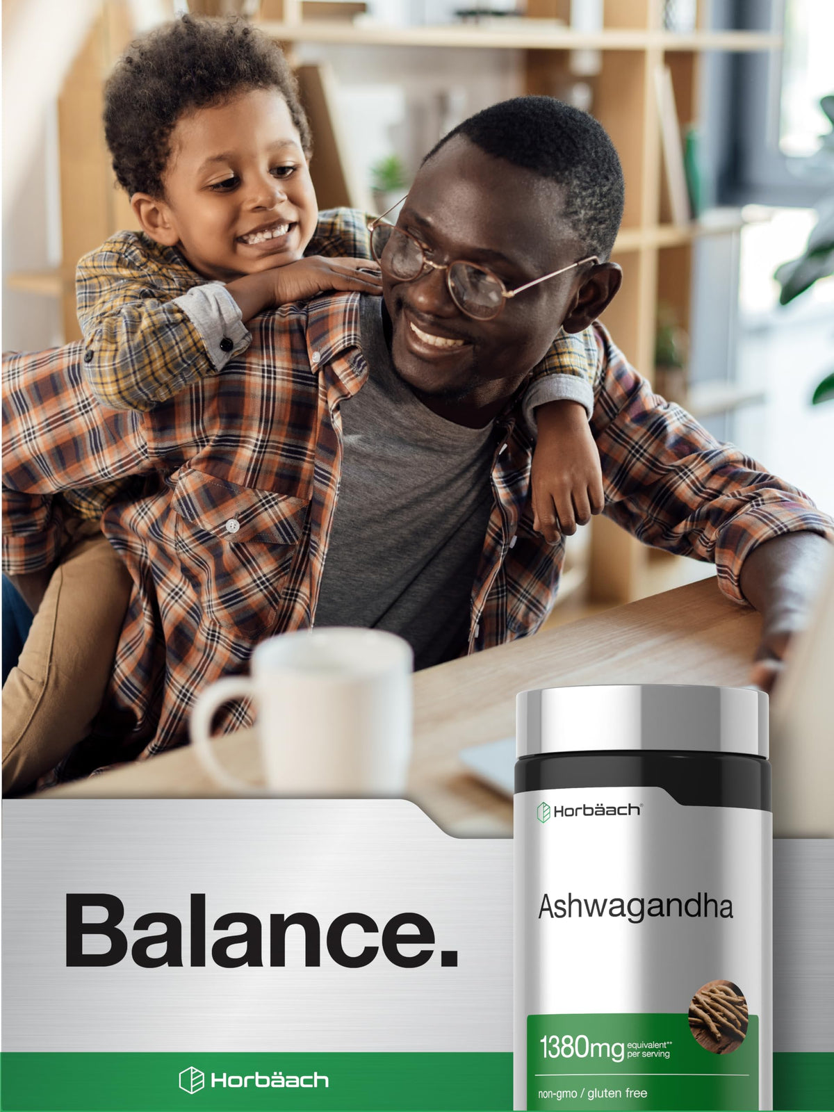 Horbäach Ashwagandha 180 capsules avec un mode de vie actif en arrière-plan