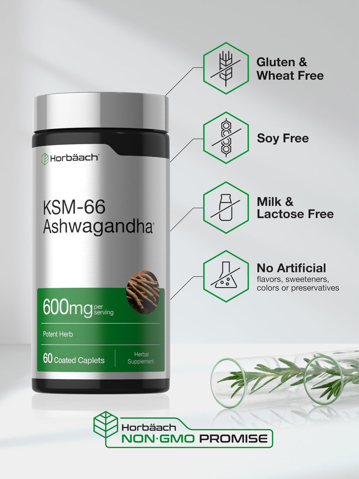 Horbäach Ashwagandha KSM-66 ingrédients sur l'étiquette