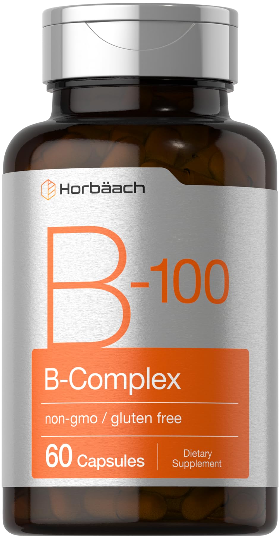 Horbäach B-100 Complex Vitamines B 60 Capsules vue de face