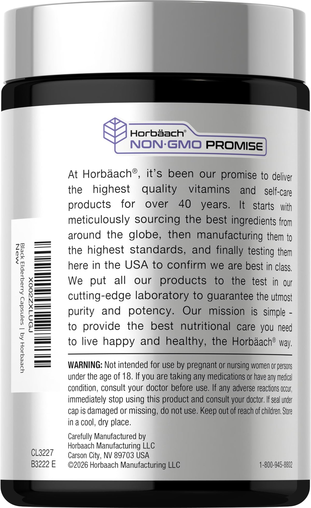 Horbäach Baies de Sureau Noires 300 Capsules ouvertes avec capsules visibles
