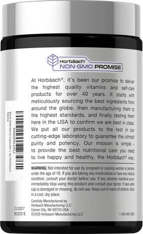 Horbäach Baies de Sureau Noires 300 Capsules ouvertes avec capsules visibles