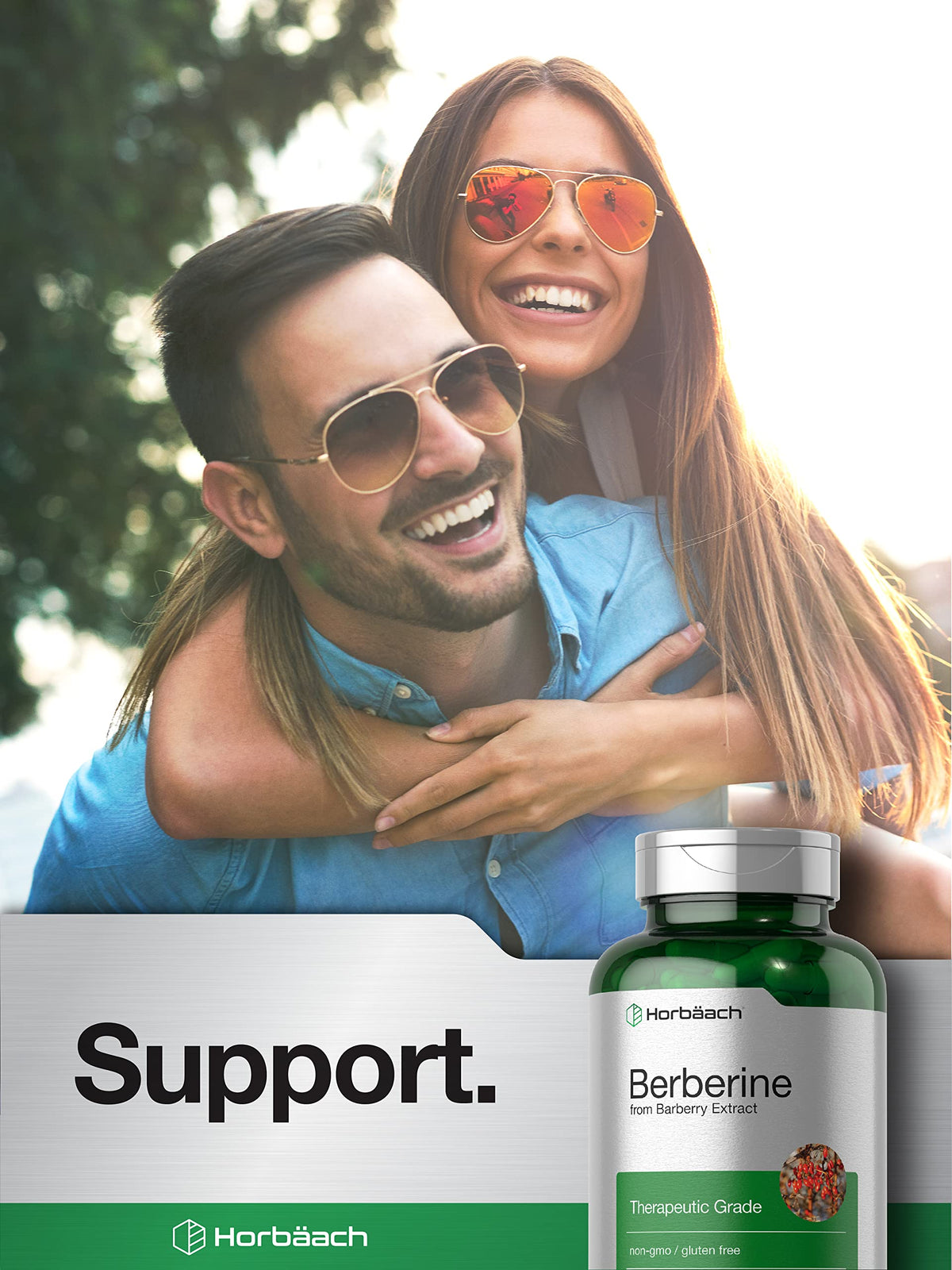 Horbäach Berbérine HCL 500mg avec un verre d'eau