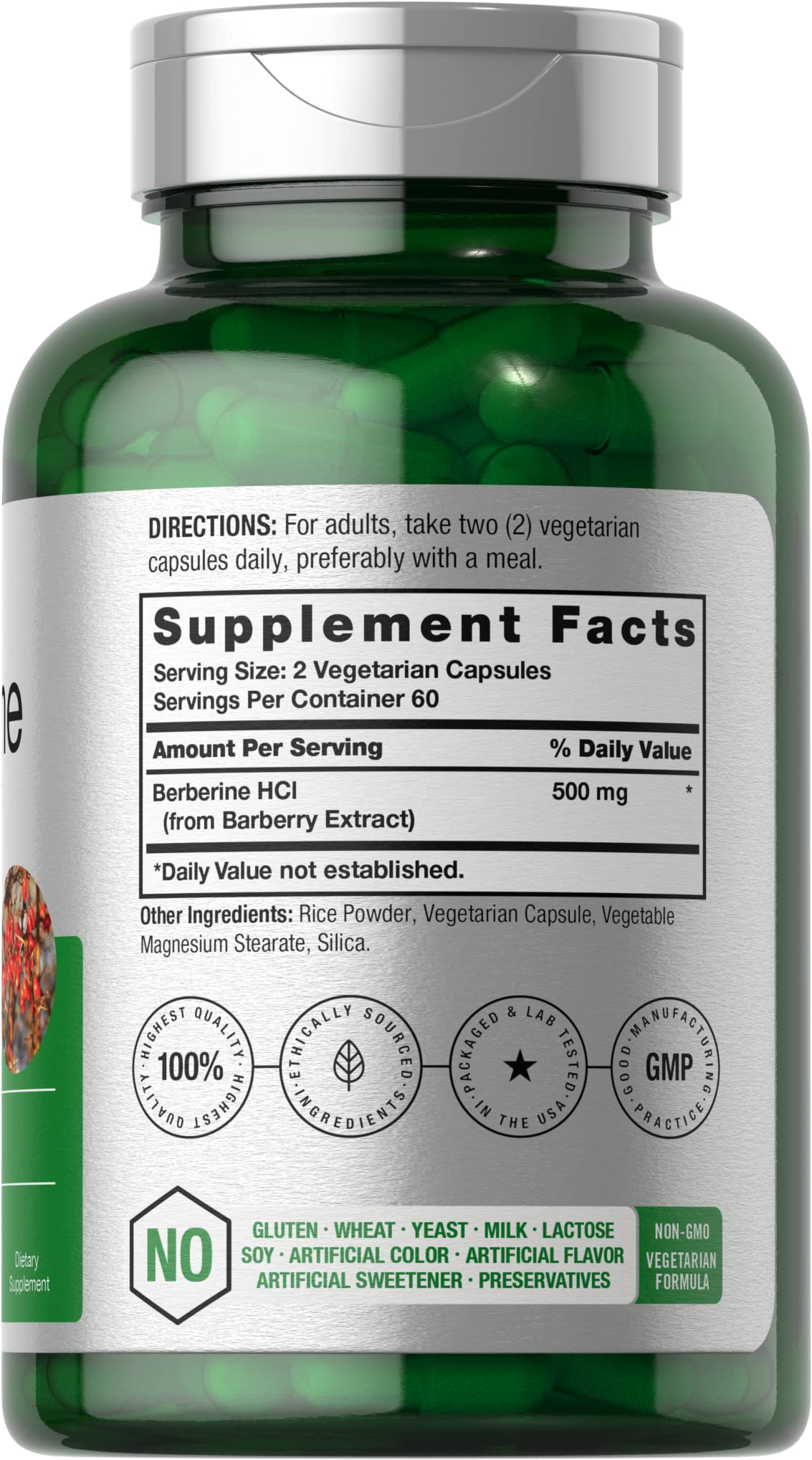 Horbäach Berbérine HCL 500mg étiquette et informations sur le produit