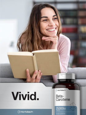 Horbäach Beta Carotène 25000 UI sur fond blanc