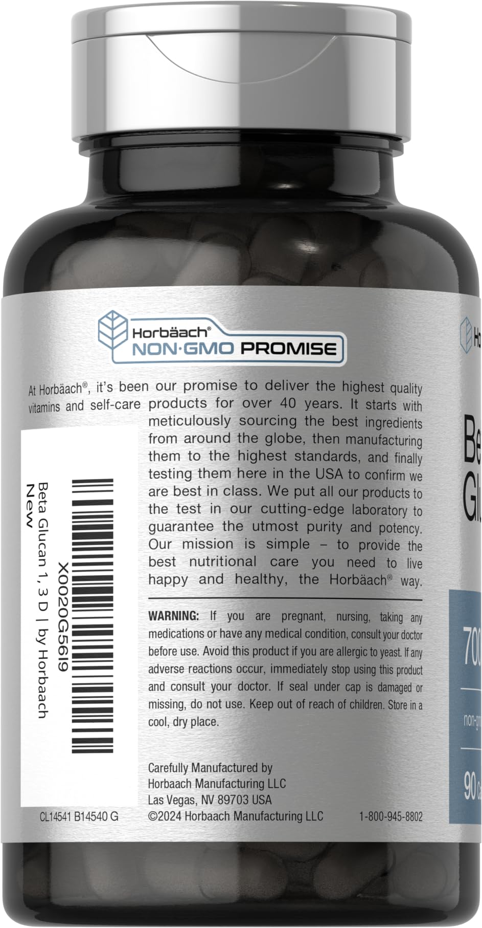 Horbäach Beta Glucan 700 mg capsules ouvertes sur une table