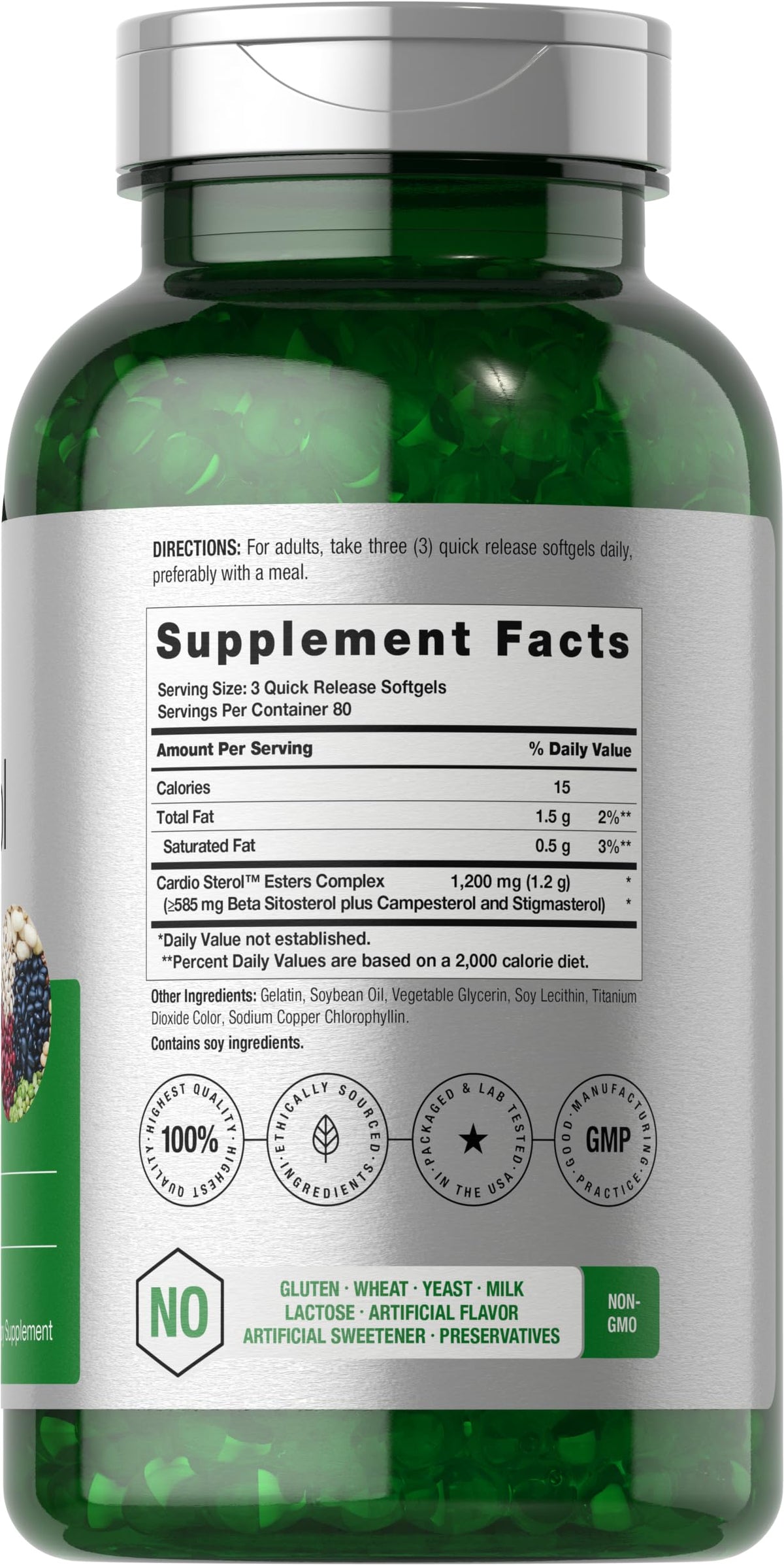 Horbäach Beta Sitosterol bottle with 240 capsules side view