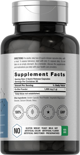Horbäach bile de bœuf 1000mg capsules sur une surface en bois