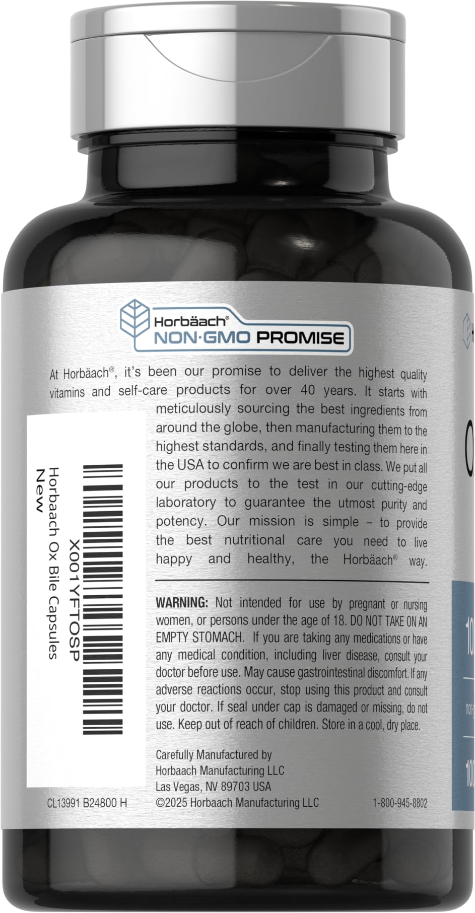 Horbäach bile de bœuf 1000mg emballage avec information nutritionnelle