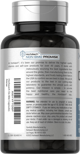Horbäach bile de bœuf 1000mg emballage avec information nutritionnelle