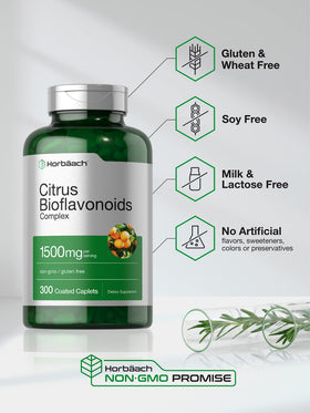 Horbäach Bioflavonoïdes Agrumes 300 comprimés enrobés sur une table