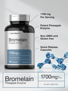 Horbäach Bromélaïne 1700 mg capsules avec un verre d'eau