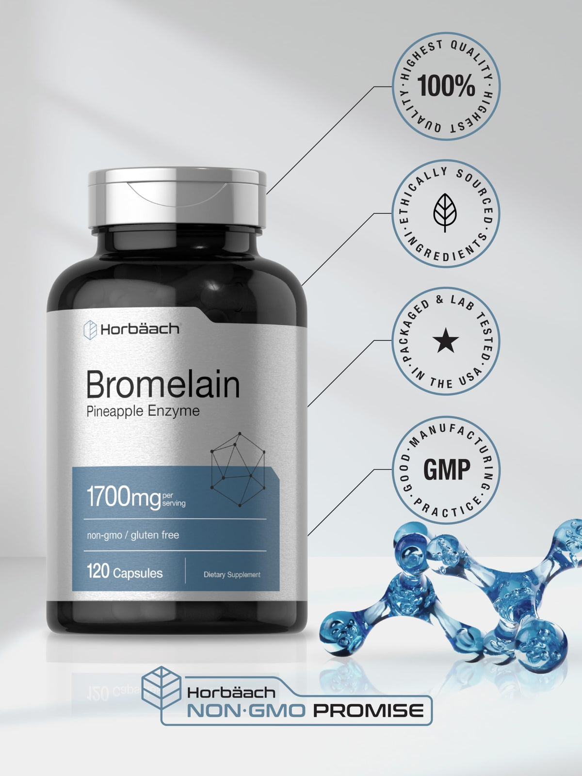 Horbäach Bromélaïne 1700 mg étiquette de produit