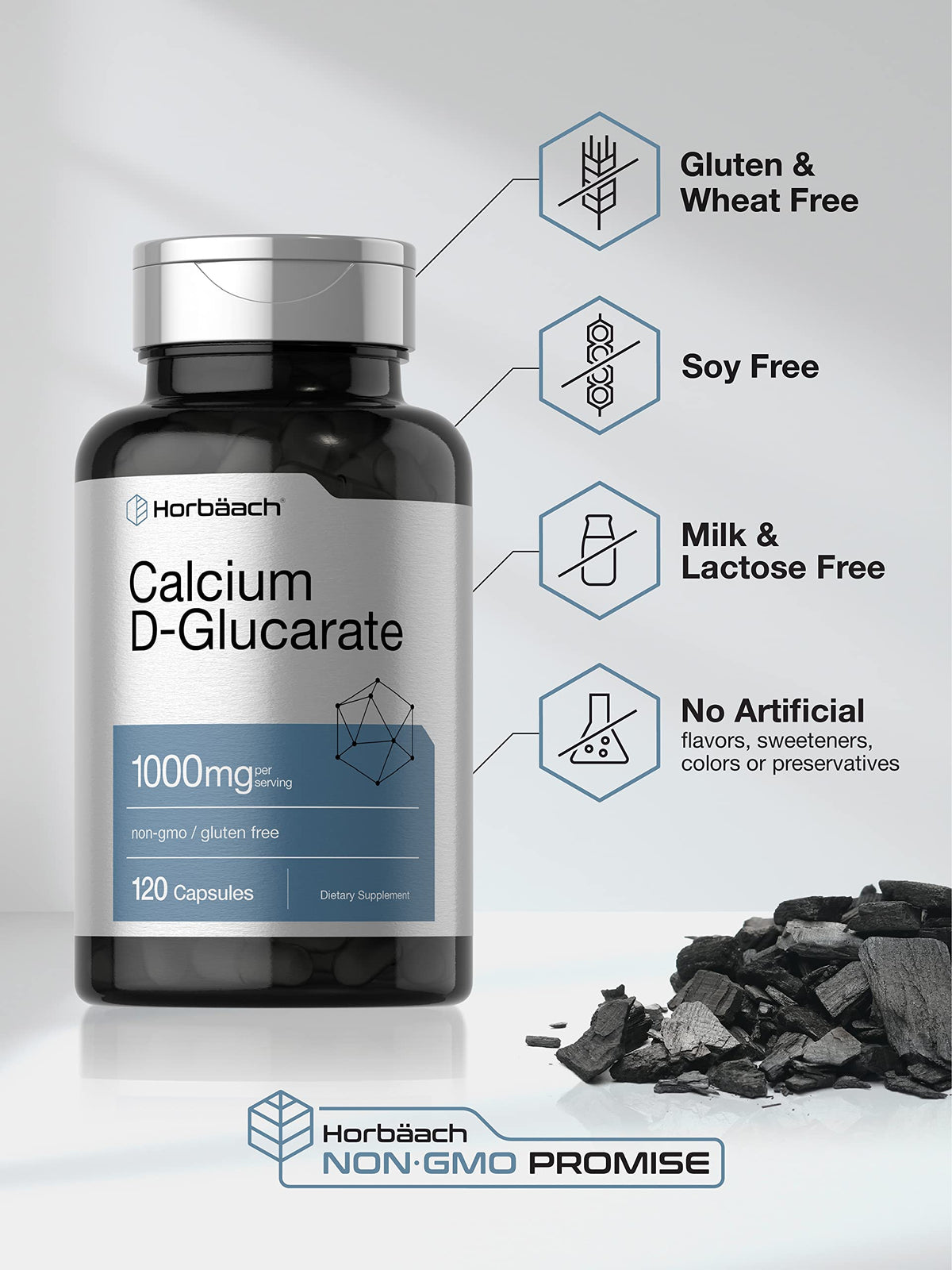 Horbäach Calcium D-Glucarate capsules ouvertes