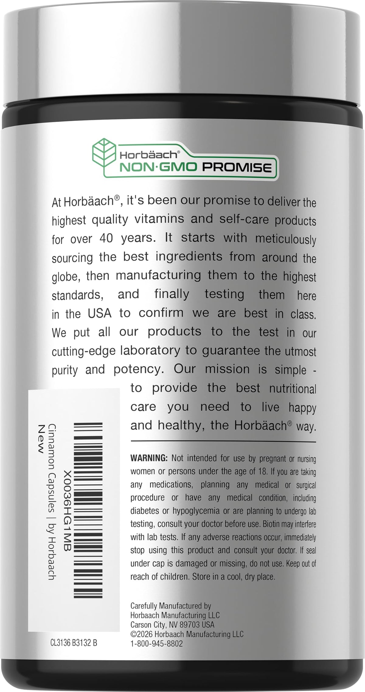 Horbäach Cannelle 250 Capsules avec des ingrédients clés