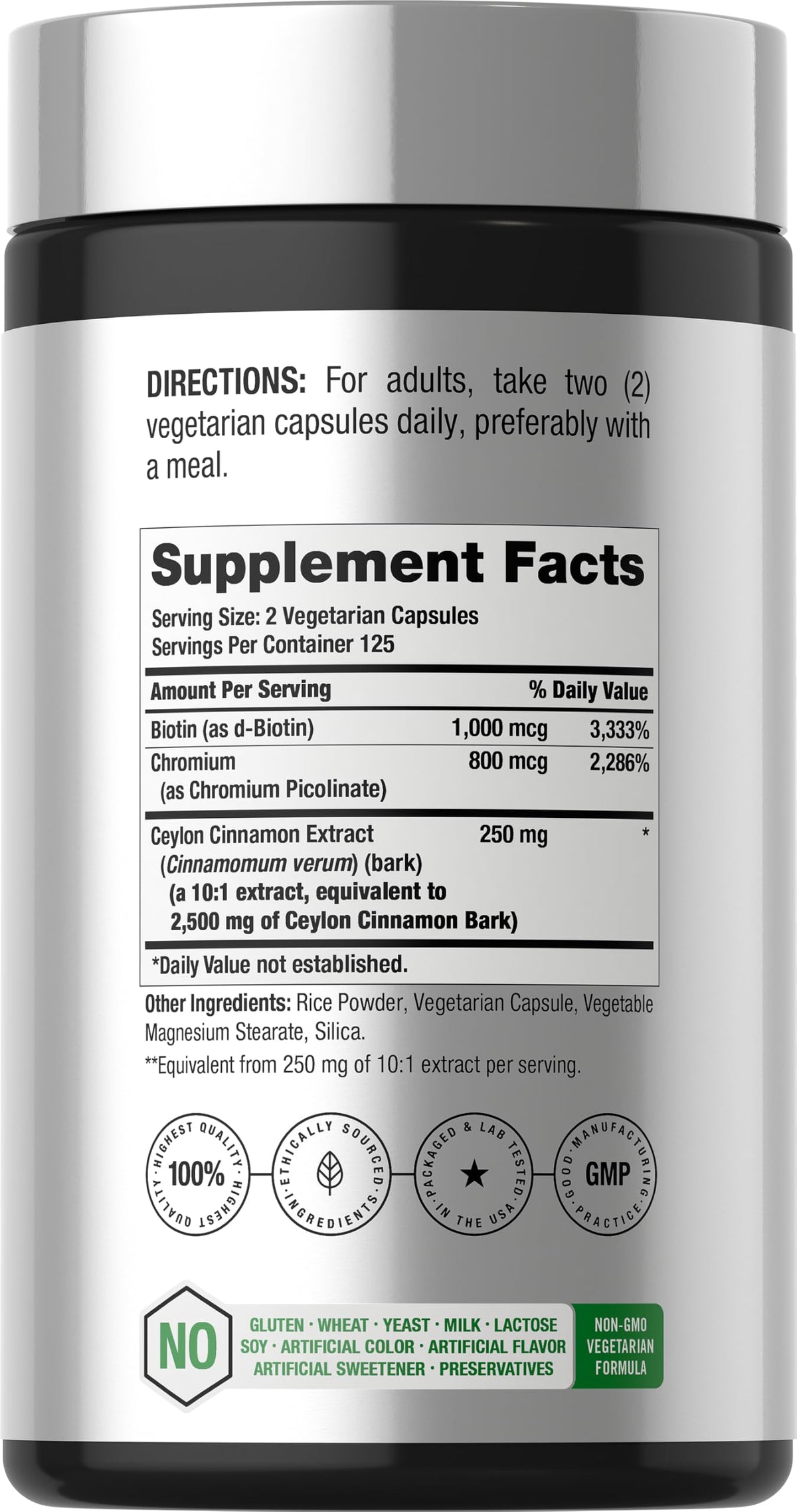 Horbäach Cannelle 250 Capsules étiquette détaillée
