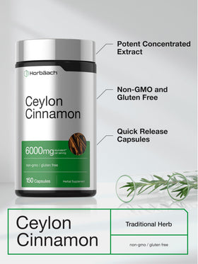 Horbäach Cannelle de Ceylan 150 capsules sur fond blanc