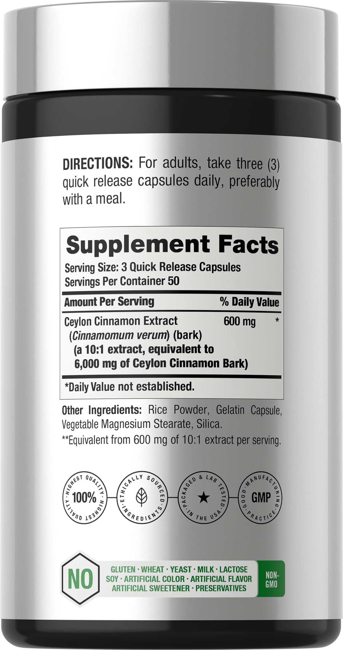 Horbäach Cannelle de Ceylan 150 capsules vue arrière