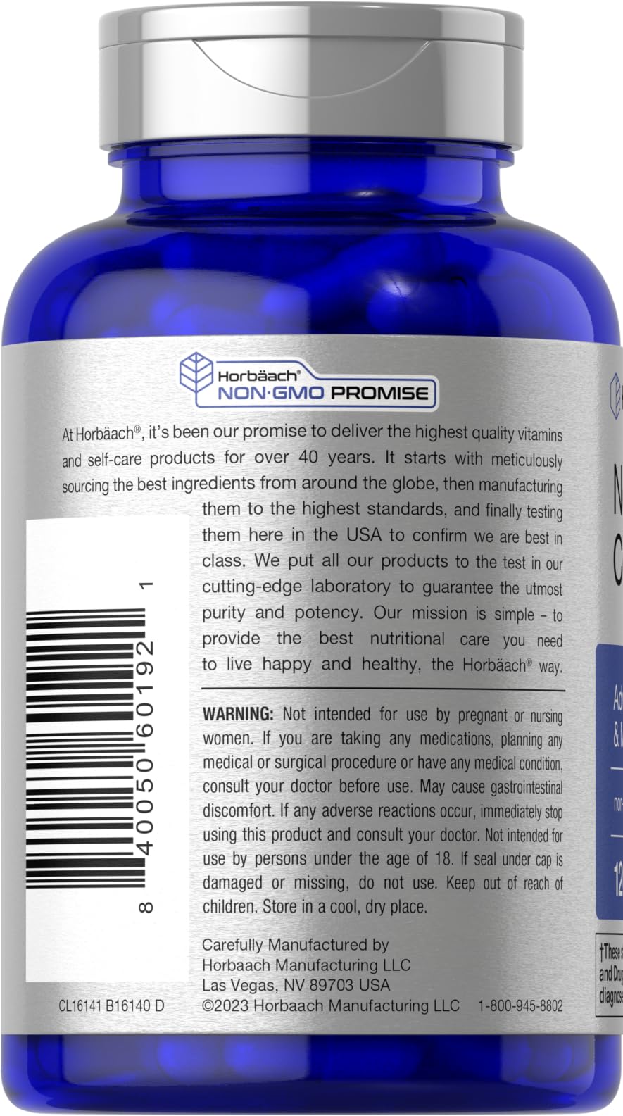 Horbäach capsules avec étiquette détaillant les ingrédients