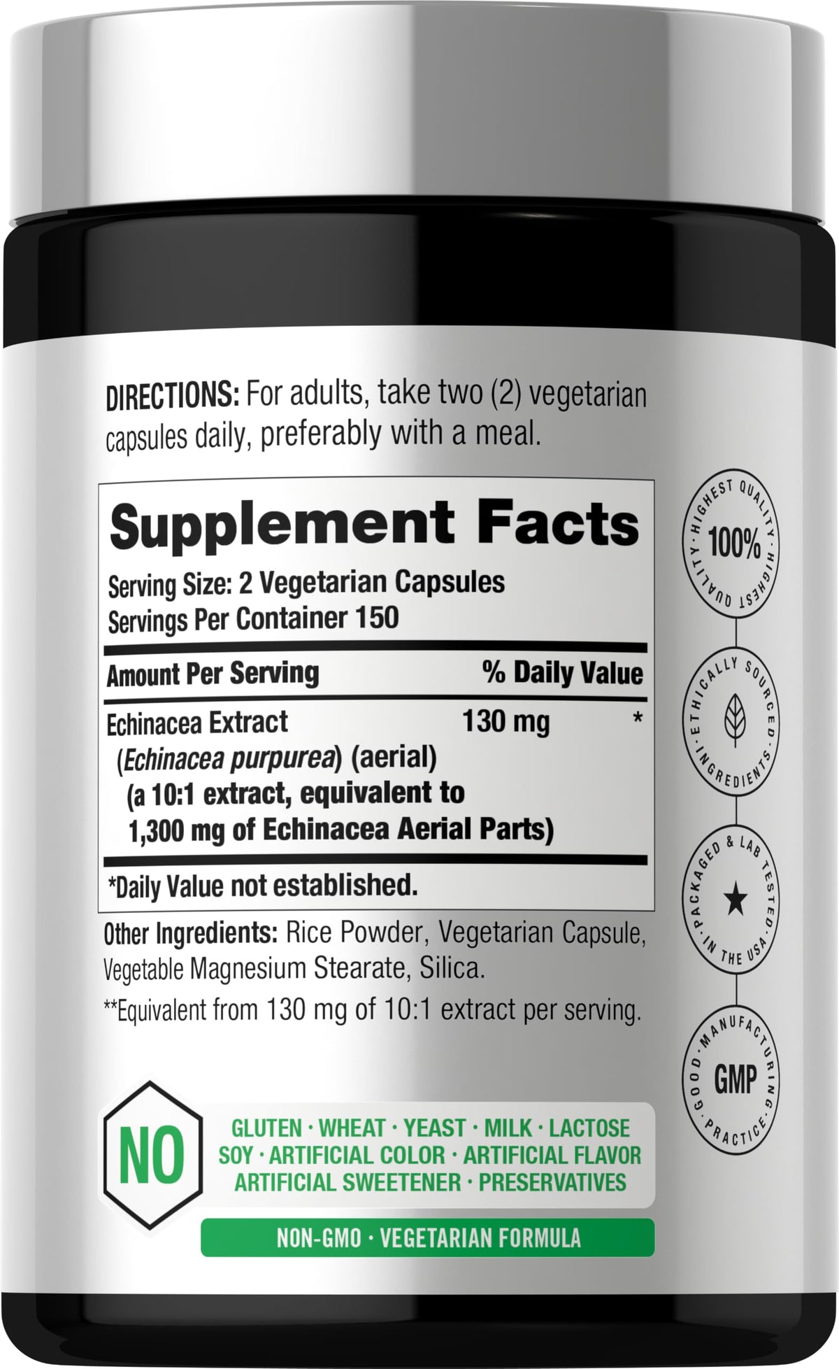 Horbäach capsules d'Echinacea avec étiquette détaillant les ingrédients