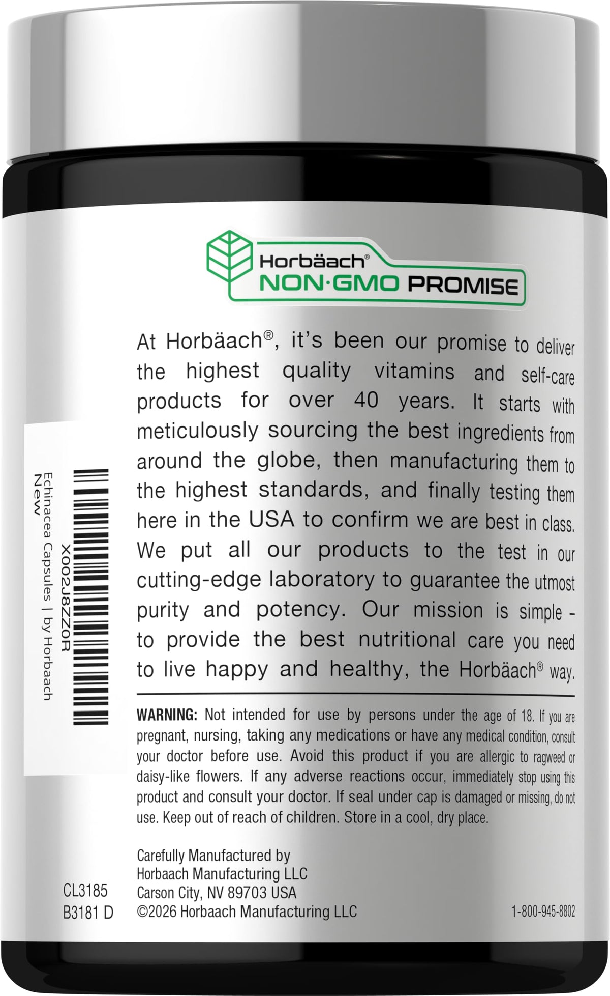 Horbäach capsules d'Echinacea ouvertes montrant le contenu