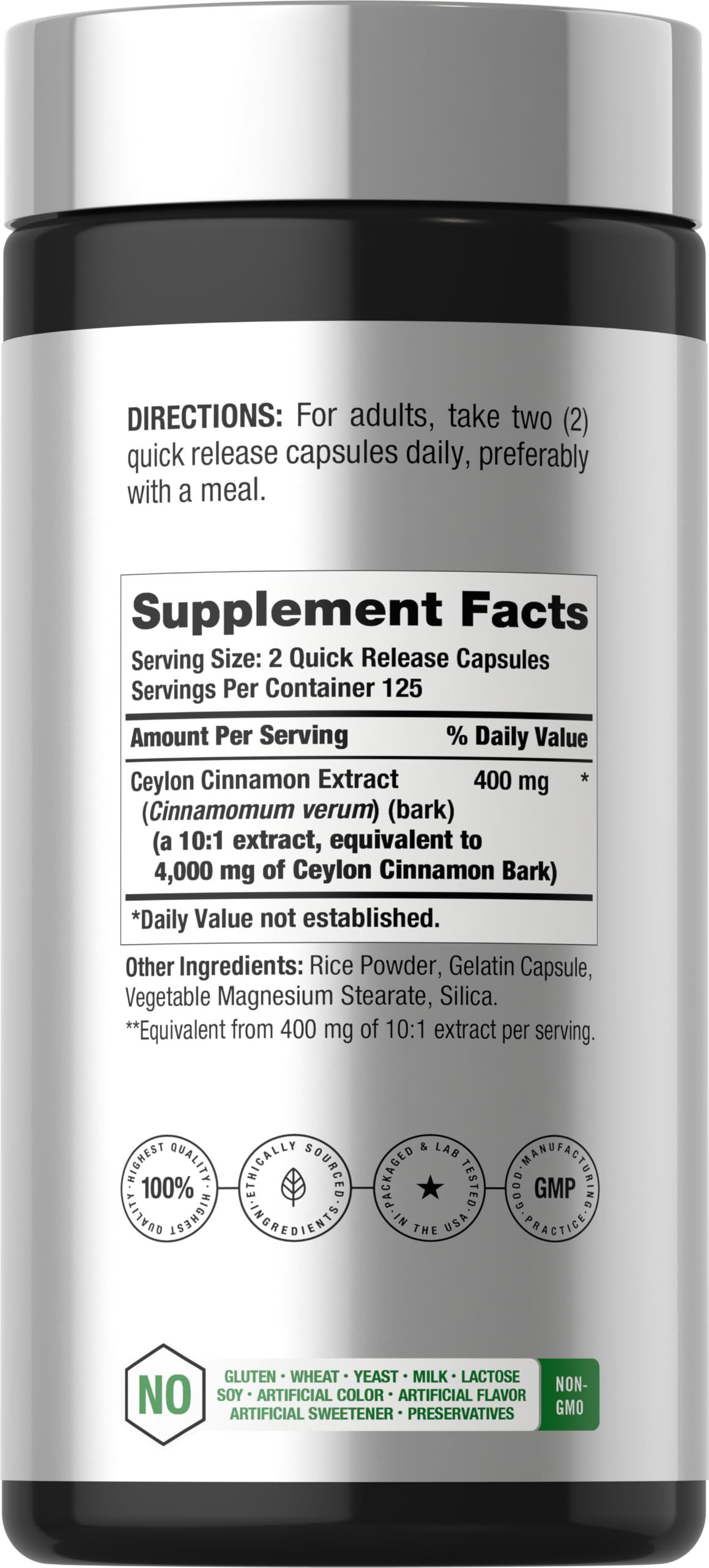 Horbäach Capsules de Cannelle de Ceylan 250 Comprimés vue arrière