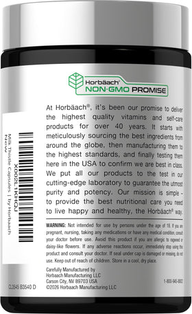 Horbäach chardon-marie emballage avec informations nutritionnelles