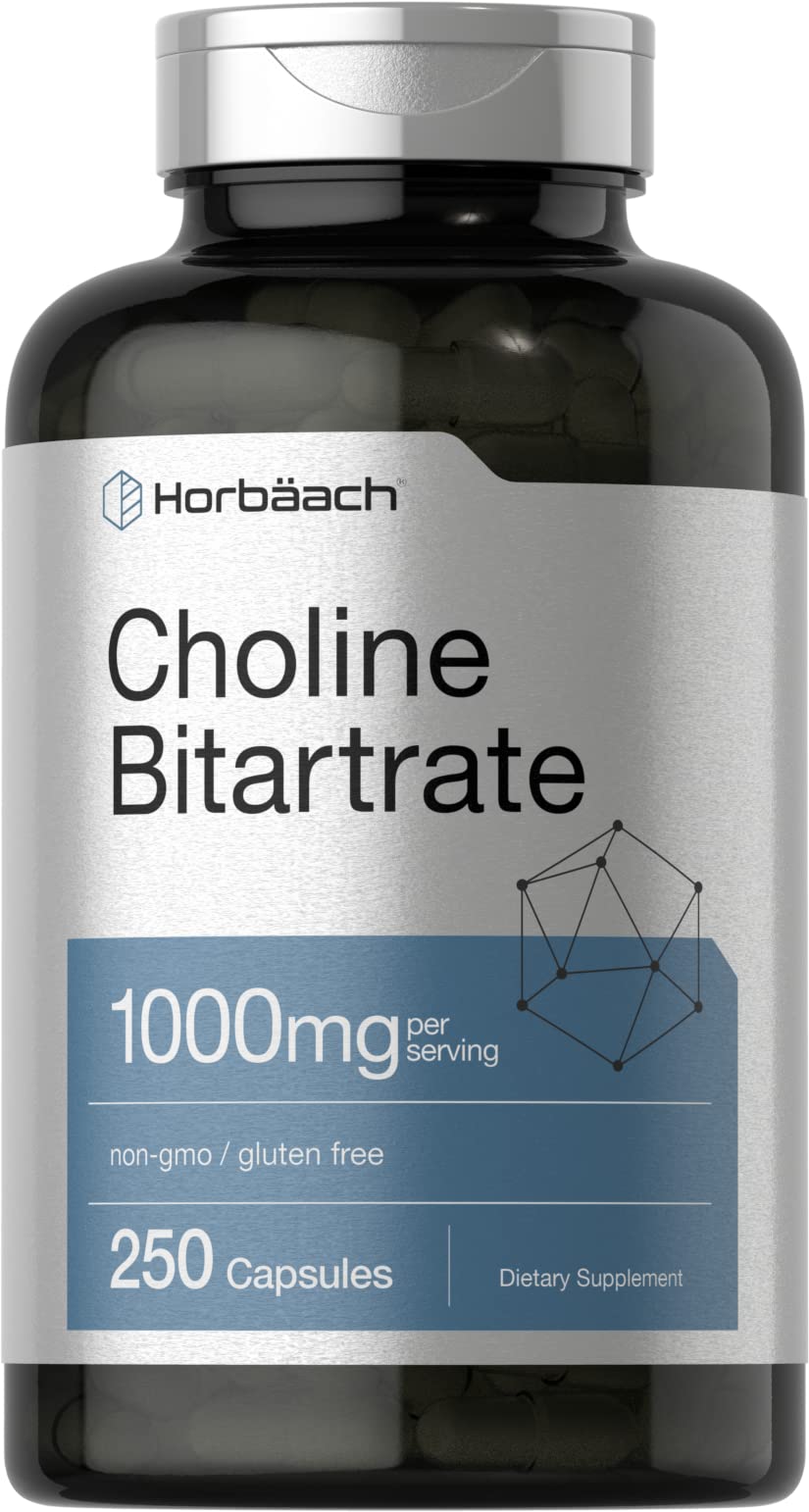 Horbäach Choline Bitartrate 1000mg 250 Capsules - vue de face