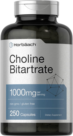 Horbäach Choline Bitartrate 1000mg 250 Capsules - vue de face
