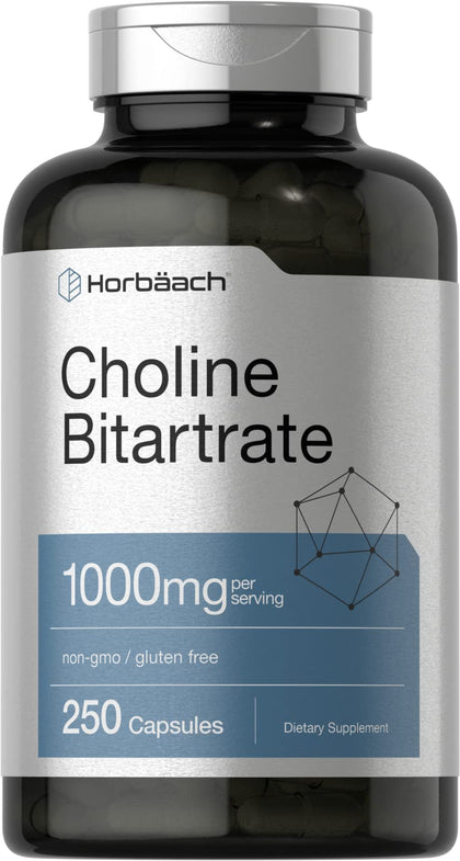 Horbäach Choline Bitartrate 1000mg 250 Capsules - vue de face